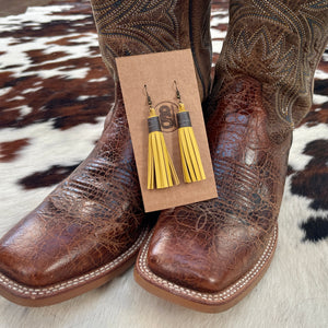 Tassel Earrings - Mustard Yellow and Space Grey